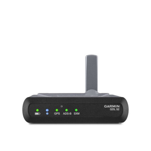 Garmin GDL 52 portable SiriusXM aviation GPS and receiver front view with indicator lights