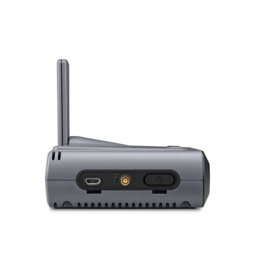 Garmin GDL 52 receiver side view with Micro USB, SiriusXM connector and power button