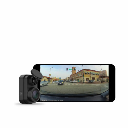 Garmin Dash Cam Mini 2 with app on smartphone