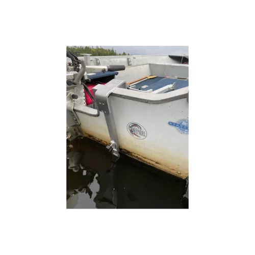 ArcLab Backcountry Transducer Mount on side of boat