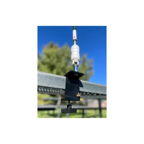Chameleon Antenna: CHA UCM Universal Clamp Mount in use with antenna mounted on it