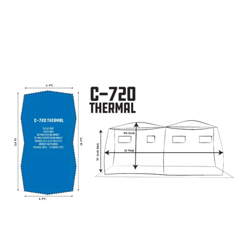 Clam C-720 Thermal Hub Shelter infographic