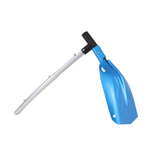 Clam aluminum scoop shovel in scraping position