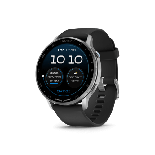 Garmin D2 Air X15 Aviator Smartwatch - Silver with Black Silicone Band