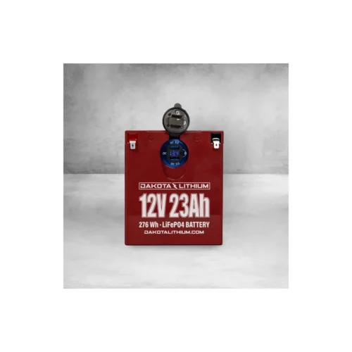 Dakota Lithium 12v 23Ah Battery with Dual USB Ports & Voltmeter top view