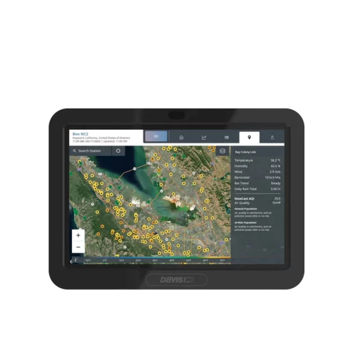 Davis WeatherLink Console front view with satellite imagery