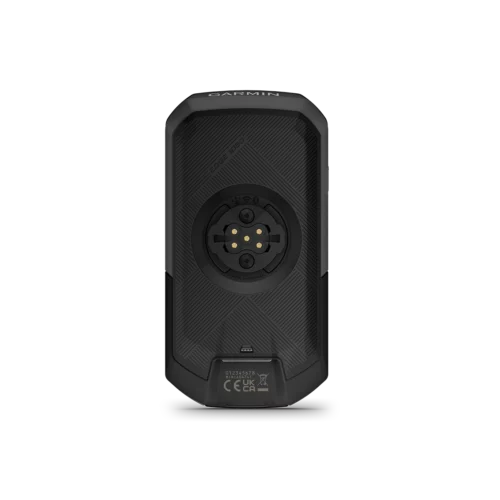 Rear view of Garmin Edge 1050 cycling computer with bike mount connection