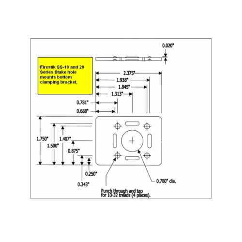Firestick SS-194A clamp bracket dimensions infographic