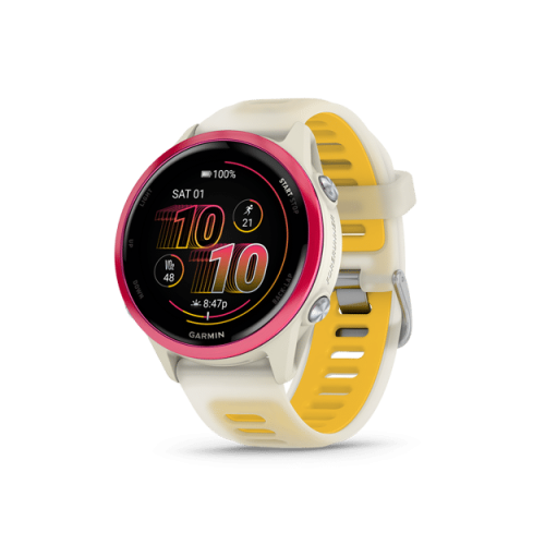 Garmin Forerunner 570 - 42mm - Raspberry Aluminum with Translucent Bone/Mango Band