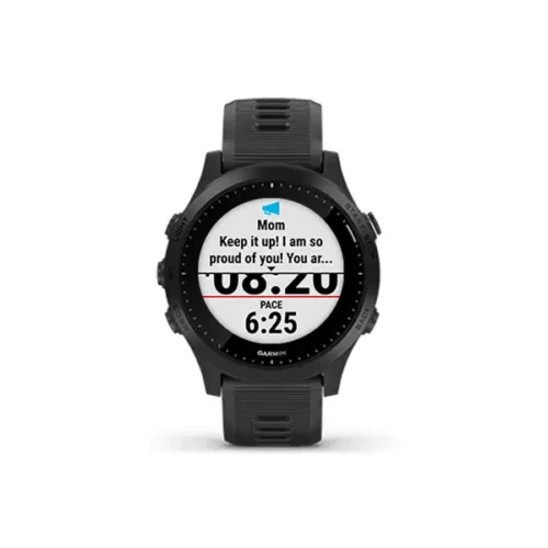 Garmin Forerunner 945 in black with incoming message screen