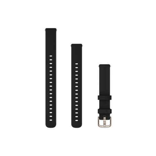 Garmin Lily 2 Bands (14 mm), Black Silicone with Cream Gold Hardware (010-13302-02)