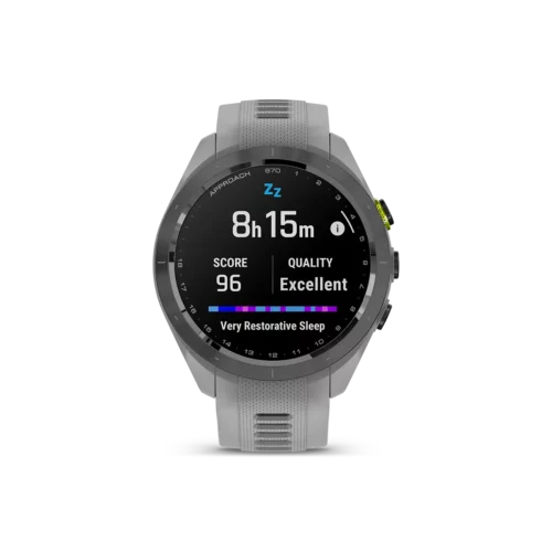 Approach S70 - 42 mm - Black Ceramic Bezel with Powder Gray Silicone Band - sleep score