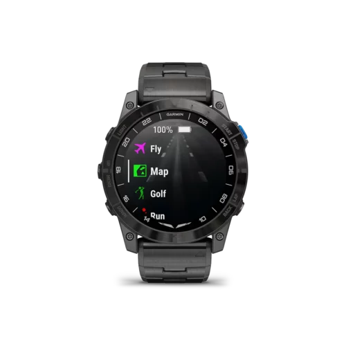 Garmin D2 Mach 1 Pro smartwatch features for flight, map, golf and running