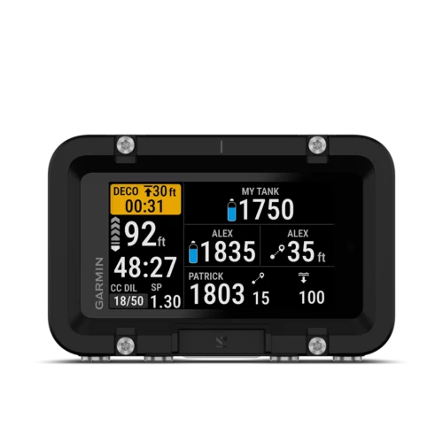 Garmin Descent X50i diver dashboard datasceen