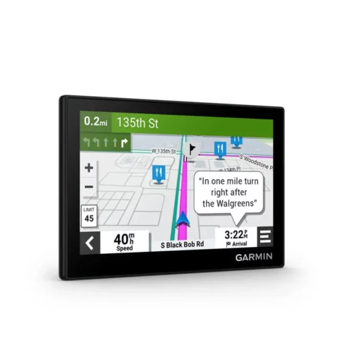 Garmin Drive 53 angled right with navigation directions screen