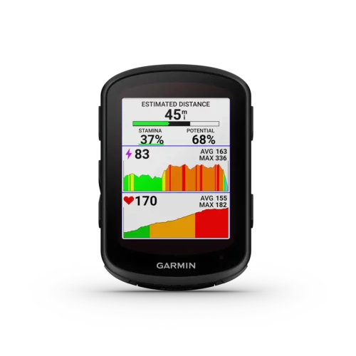 Garmin Edge 840 Solar with distance, heart rate and other data fields