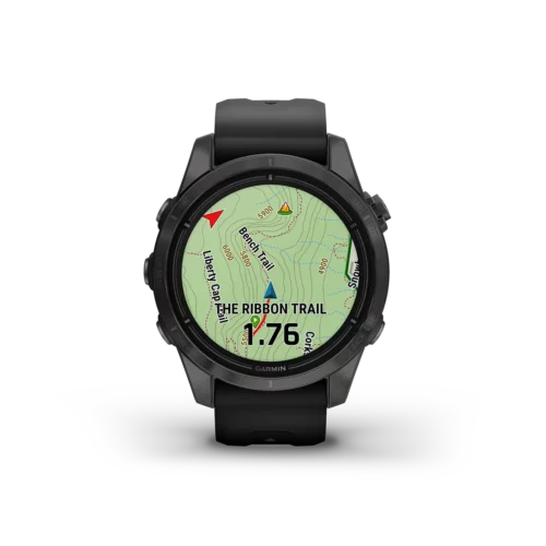 Garmin epix PRO Gen 2 Sapphire fitness watch in black map with trails and GPS