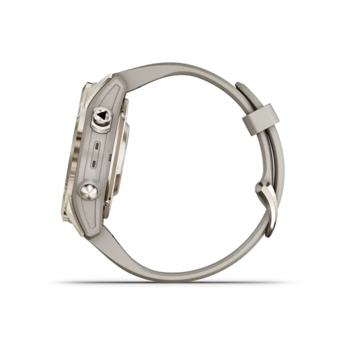 Garmin epix PRO Gen 2 Sapphire in sand left side with buttons