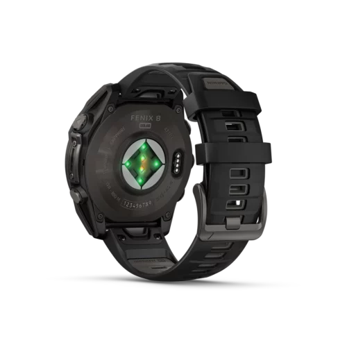 Garmin fenix 8 solar 47mm carbon grey rear view