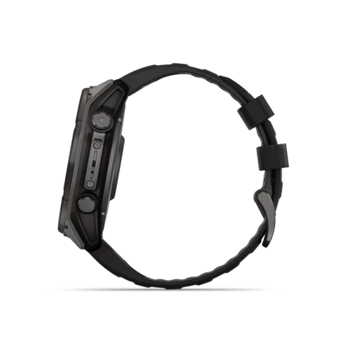 Garmin fēnix 8 solar watch 51mm carbon grey left side view