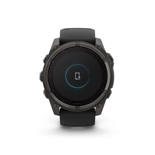 Garmin fēnix 8 solar watch in carbon grey with voice assistant