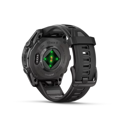 Garmin fenix 8 43mm carbon black rear view