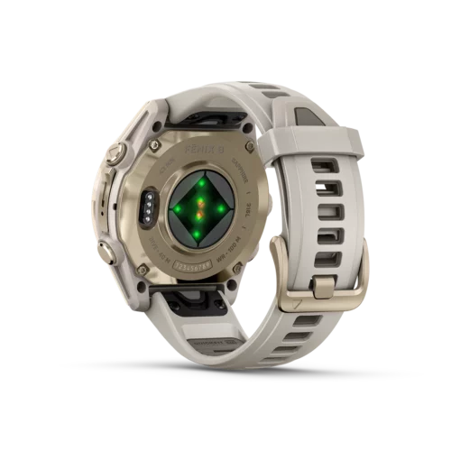 Garmin fenix 8 43mm soft gold back view