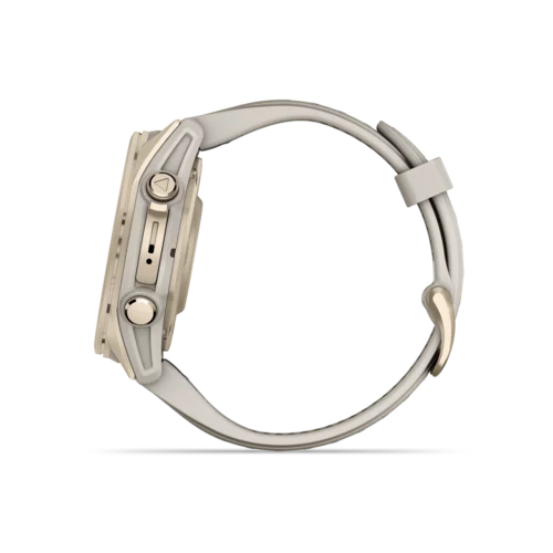 Garmin fenix 8 43mm soft gold left view