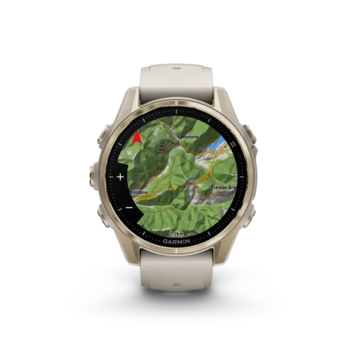 Garmin fenix 8 43mm soft gold topo map metric