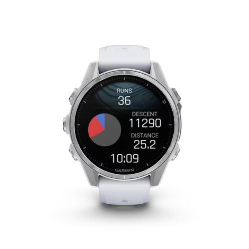 Garmin fenix 8 43mm silver ski difficulty tracking in metric