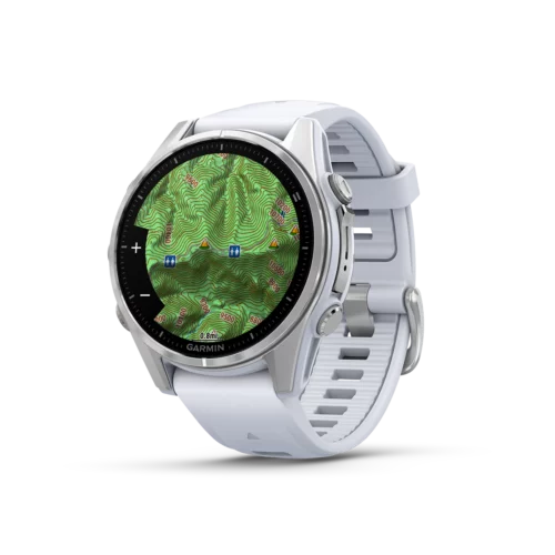 Garmin fenix 8 43mm silver topo map shading statute