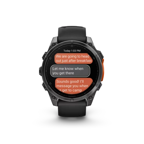Garmin fēnix 8 47mm watch in Slate Gray with messenger app thread