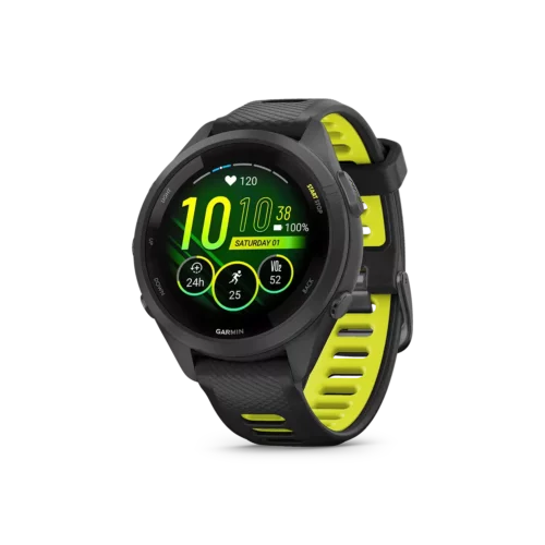 Garmin Forerunner 265S in black left angled view