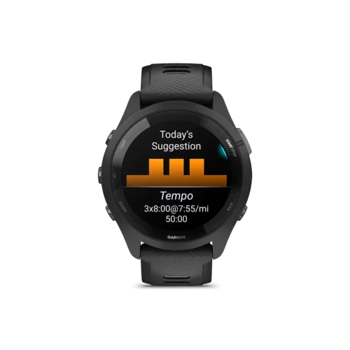 Garmin Forerunner 265 in black with suggestions screen