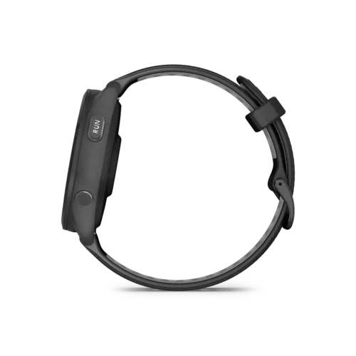 Garmin Forerunner 265 in black left side view with buttons