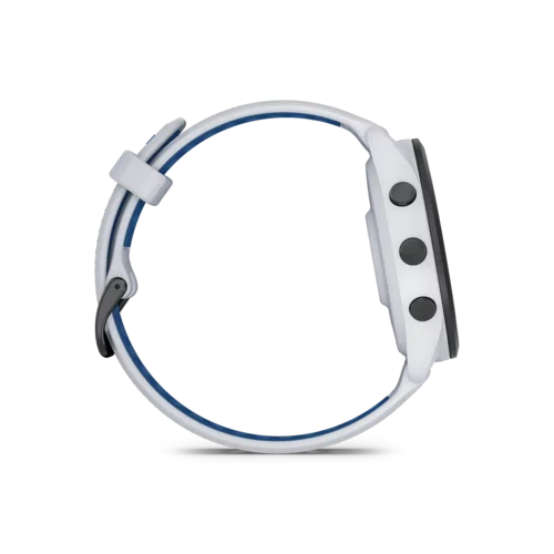 Garmin Forerunner 265 in white right side with buttons