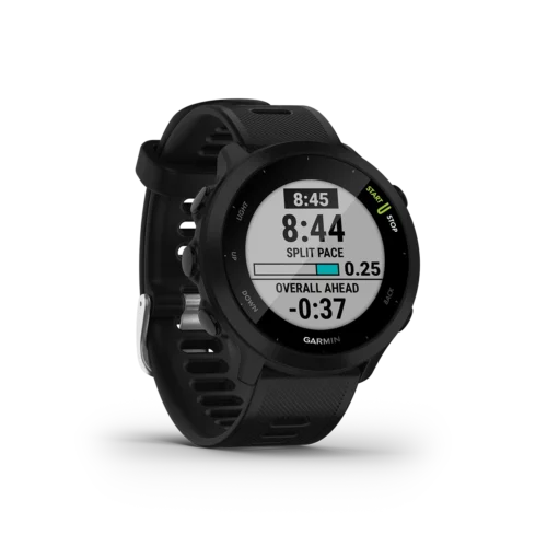 Garmin Forerunner 55 in black right angled view