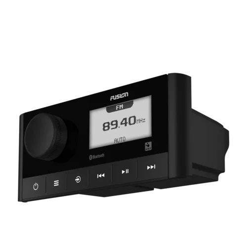 Fusion MS-RA60 Stereo left angled view with display and buttons