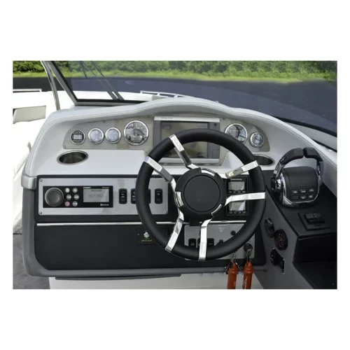 Fusion RA70 marine stereo installed in boat