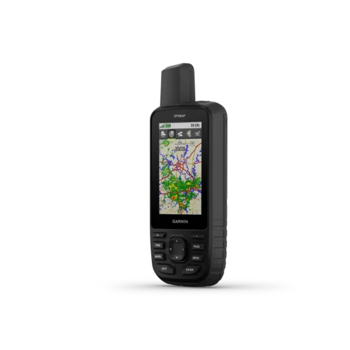 Garmin GPSMAP 67 left angled with map screen