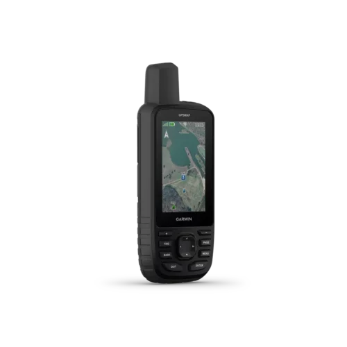 Garmin GPSMAP 67 right angled with satellite imagery screen