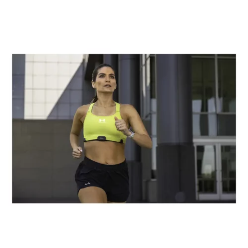 Garmin HRM-Fit being worn by a runner