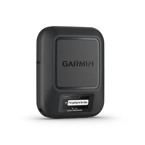 Garmin inReach Messenger angled right with message screen