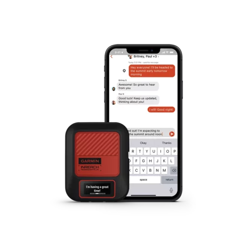 Garmin inReach Messenger Plus with phone message thread