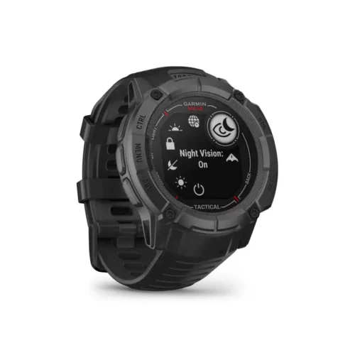 Garmin Instinct 2X Solar - Tactical Edition in black angled right with night vision screen