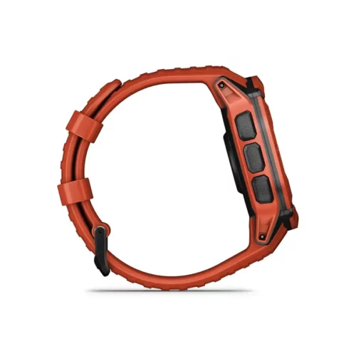 Garmin Instinct 2X Solar in flame red right side view with buttons