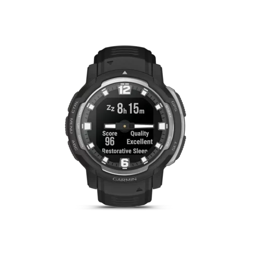 Garmin Instinct Crossover in black with sleep score sceen