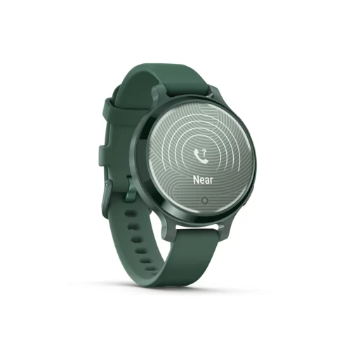Garmin Lily 2 Active in Lunar Gold with Silver with Jasper Green with Jasper Green Silicone Band find my phone