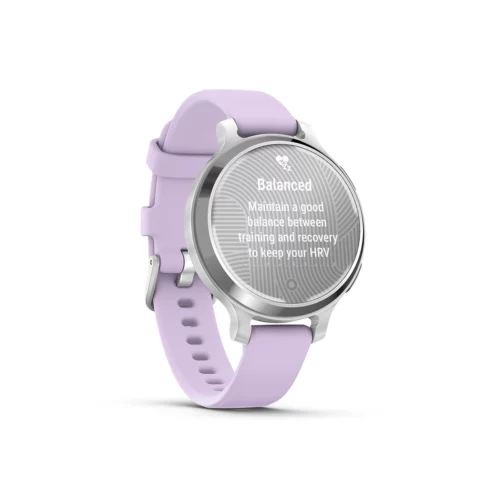 Garmin Lily 2 Active in Lunar Gold with Silver with Purple Jasmine Silicone Band HRV insigth