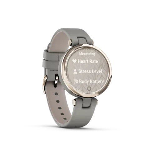 Garmin Lily Smartwatch & Fitness Tracker with Grey leather band and Measuring menu